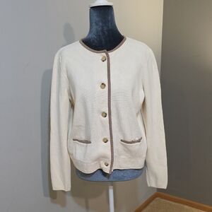 Lauren Ralph Lauren Cardigan Sweater With Faux Suede Trim Sz Med